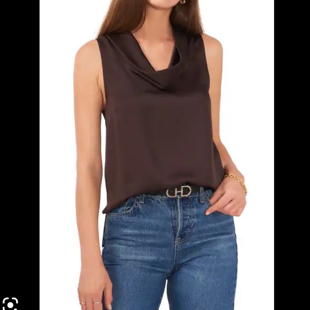 Open Edit Satin Cowl-neck Tank